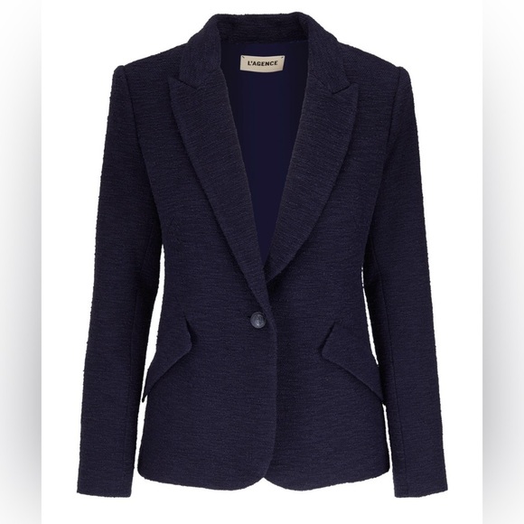 L’Agence Chamberlain blazer in midnight blue tweed - Picture 8 of 9
